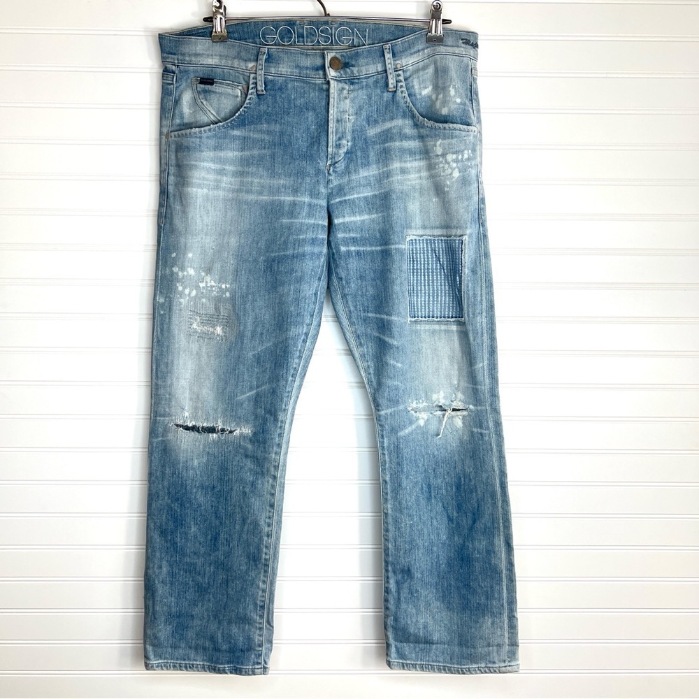 Goldsign Hisjean Light Blue Distressed Cotton Jeans 31 in Waist Made In USA